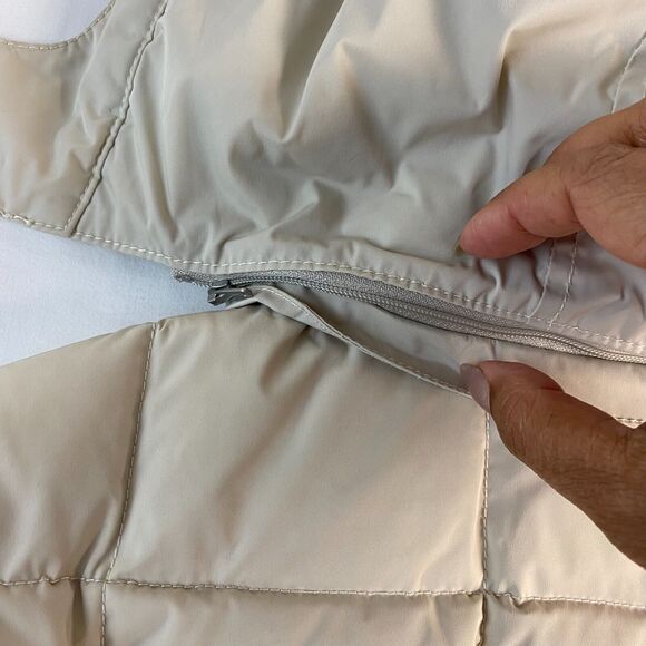 Woolrich Blizzard Parka Down Winter Jacket Hooded Puffer Women Beige Size‎ L - Picture 8 of 14